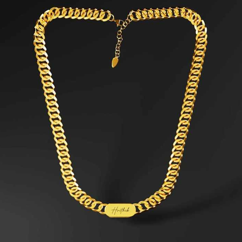 Personalised White Yellow Gold Plated Cuban Chain Hip Hop Fine Chain - Color: Different Available