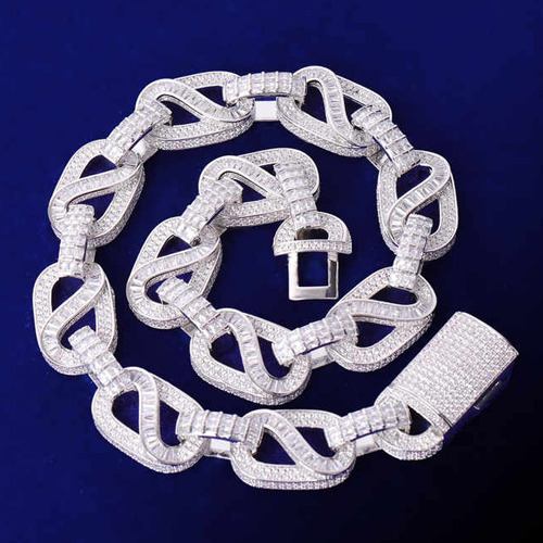 24K Gold & 925 Silver Designer Moissanite Necklace With Cuban Link Chain - Color: Different Available