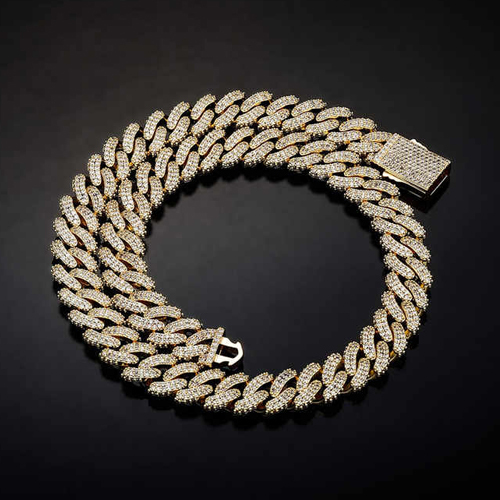 Stylish 13Mm Cuban Link Hip Hop Moissanite Necklace - Color: Different Available