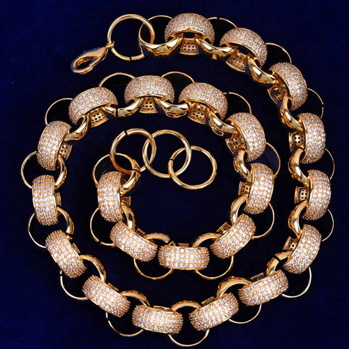 20Mm Belcher Chain Necklace Glittering Ice Link - Color: Different Available