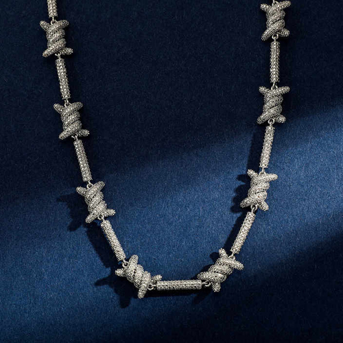 Men'S Hip Hop Bling Barbed Wire Link Chain - Color: Different Available