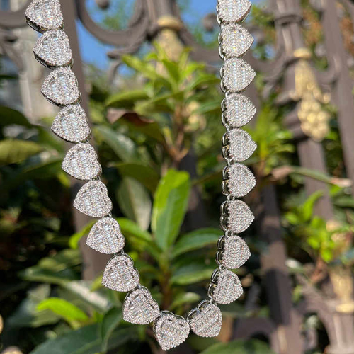 Stylish 24K Silver Vvs Moissanite Diamond Baguette Necklace - Color: Different Available