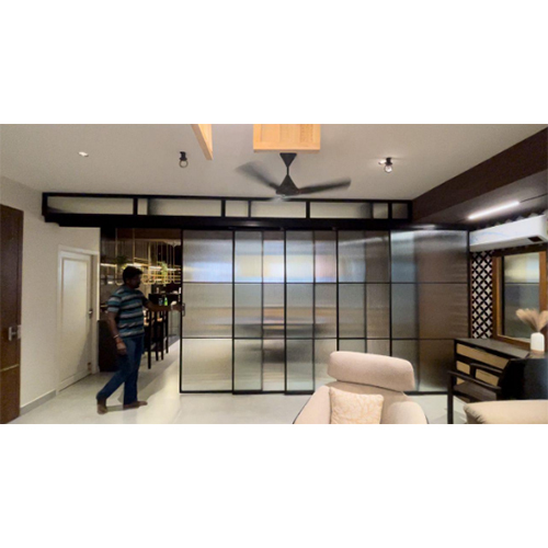 Telescopic Sliding Wall With Fluted Glass - Application: Industry