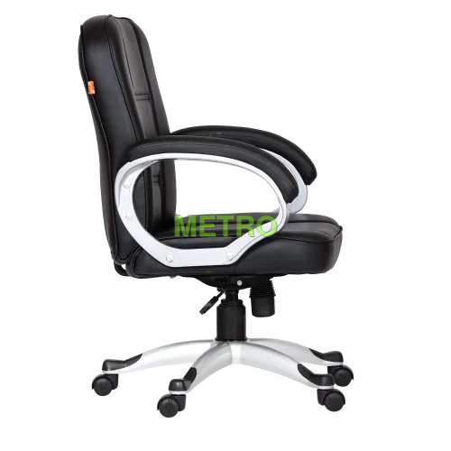 Black Da Urban Mid-Back Rebound Office Chair With Armrests - Feature: Easy To Clean