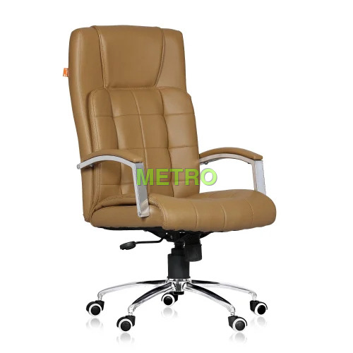 Leatherette High Back Revoling Chair - Color: Brown