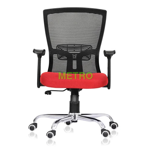 Medium Back Office Chair - Color: Red And Black