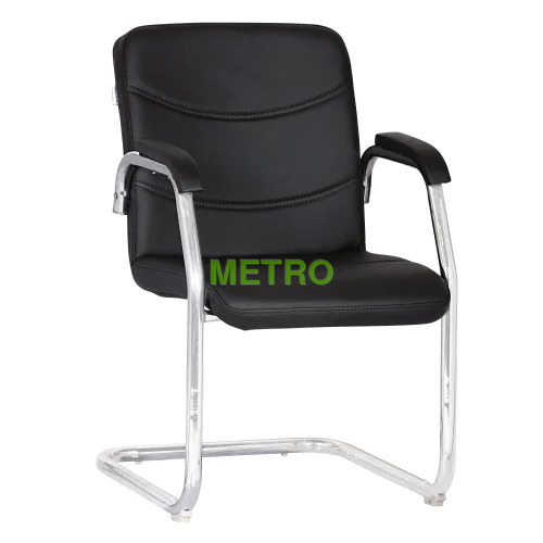 Black Marco Medium Back Leatherette Visitor Chair - Application: For Office