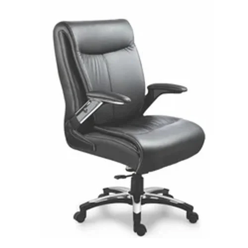 Du-140 Medium Back Director Leather Chair - Color: Black