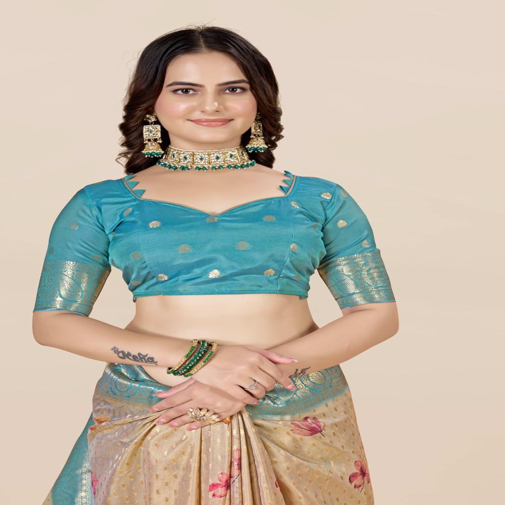 Floral Zari Art Silk Tussar Saree