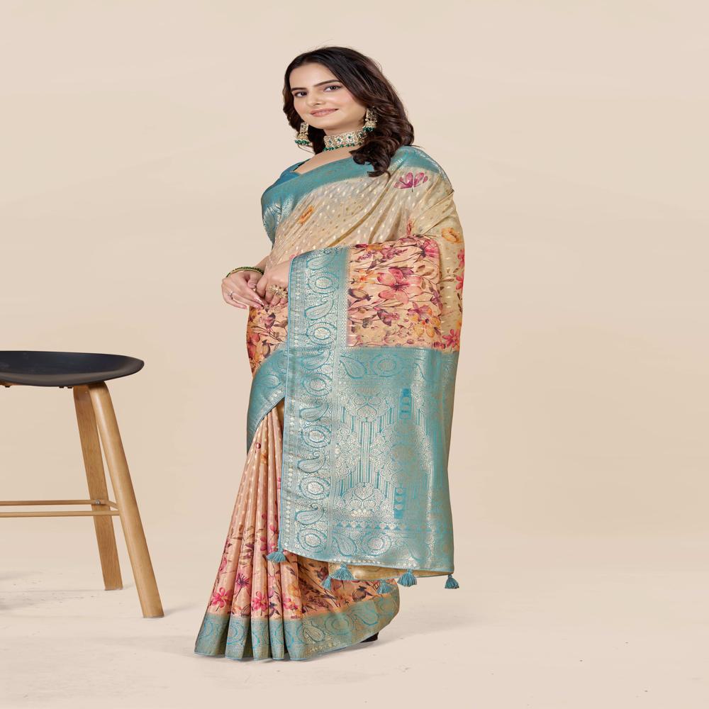 Floral Zari Art Silk Tussar Saree