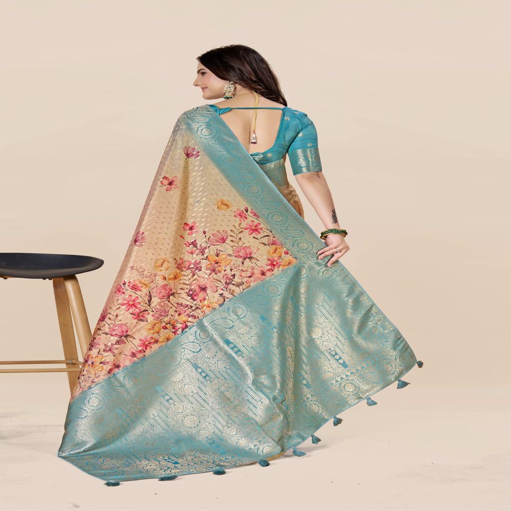 Floral Zari Art Silk Tussar Saree