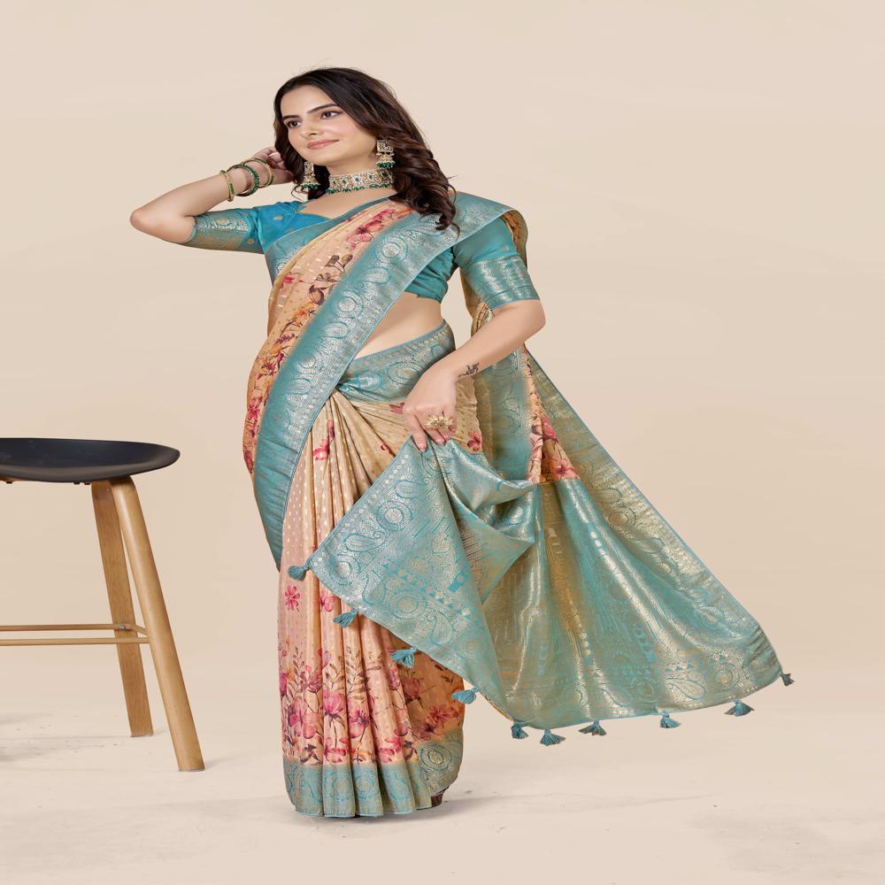 Floral Zari Art Silk Tussar Saree