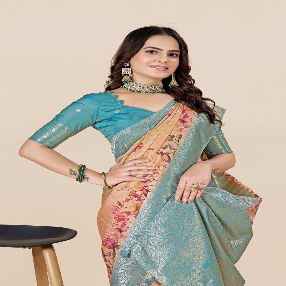 Floral Zari Art Silk Tussar Saree