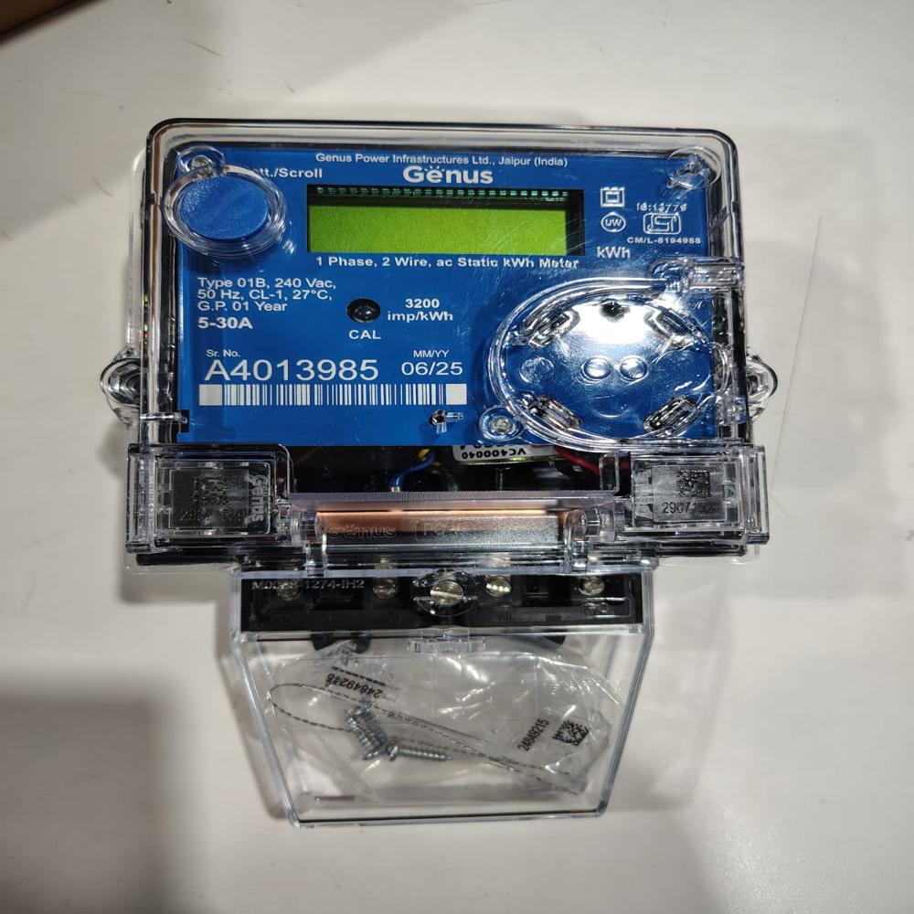 Genus Single  Phase Sub Electric Lcd Meter - Color: Blue