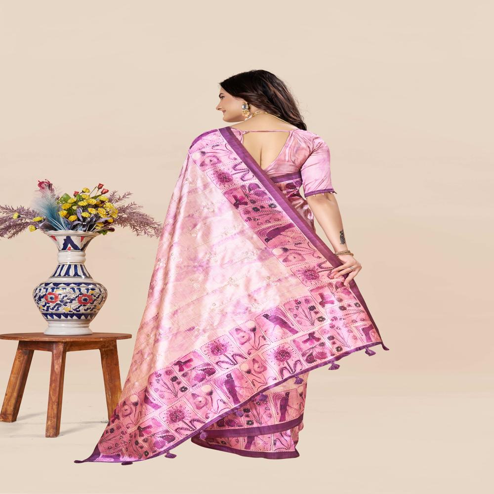 Purple And Pink Color Saree