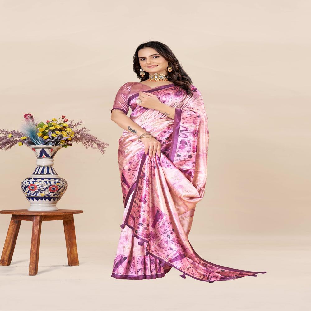 Purple And Pink Color Saree - Design: Trendy