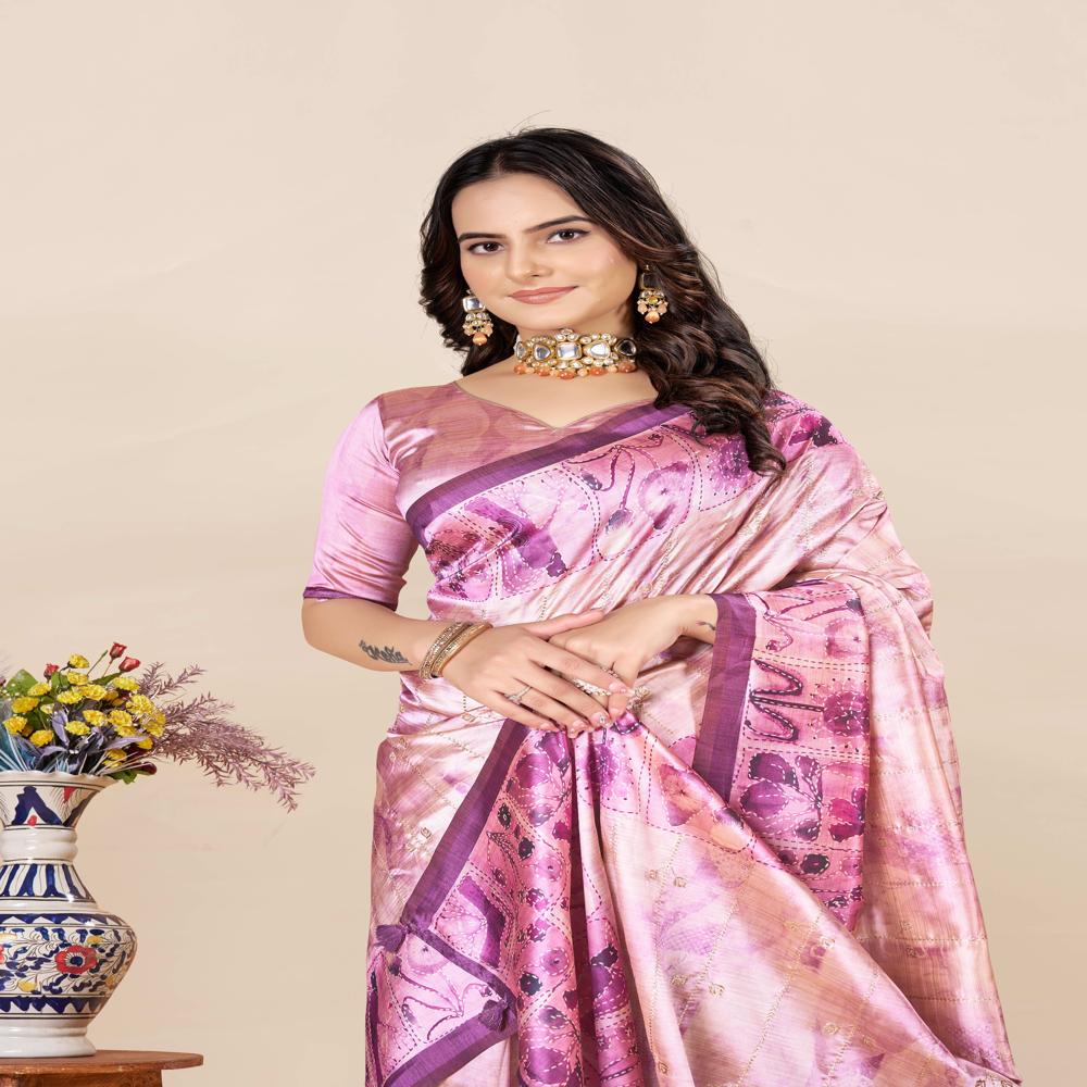 Purple And Pink Color Saree