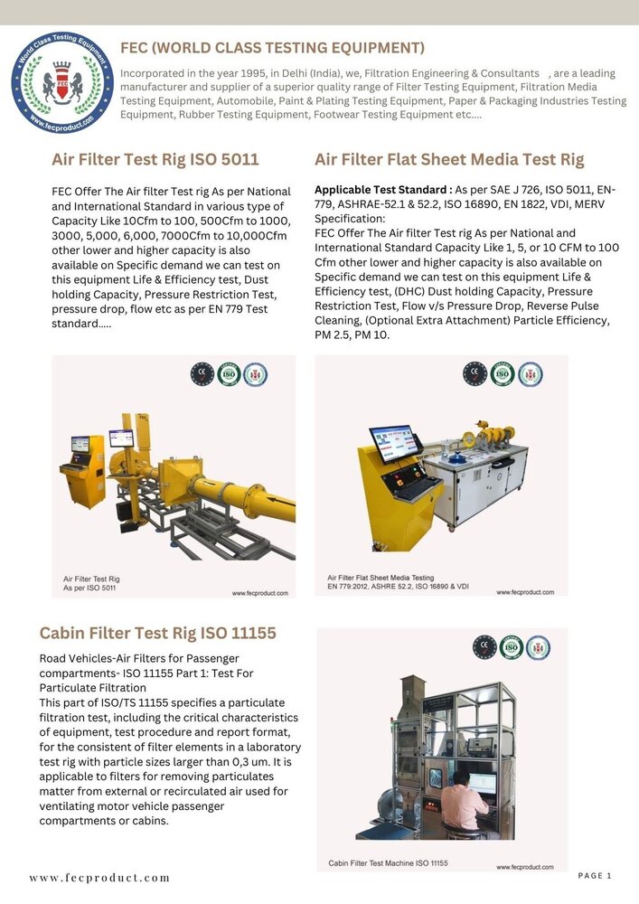 BS EN 1822 Air Cleaner Filter Test Rig Equipment