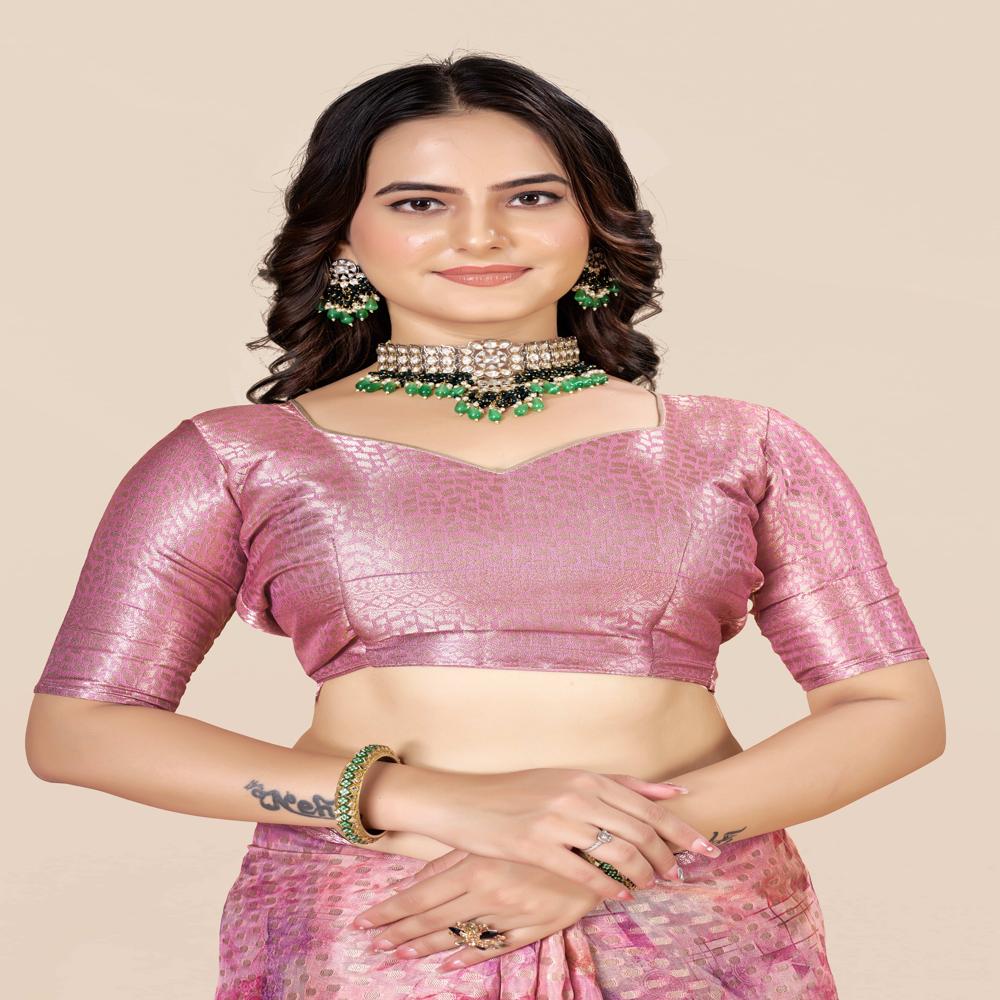 Abstract Printed Saree - Color: Light Pink