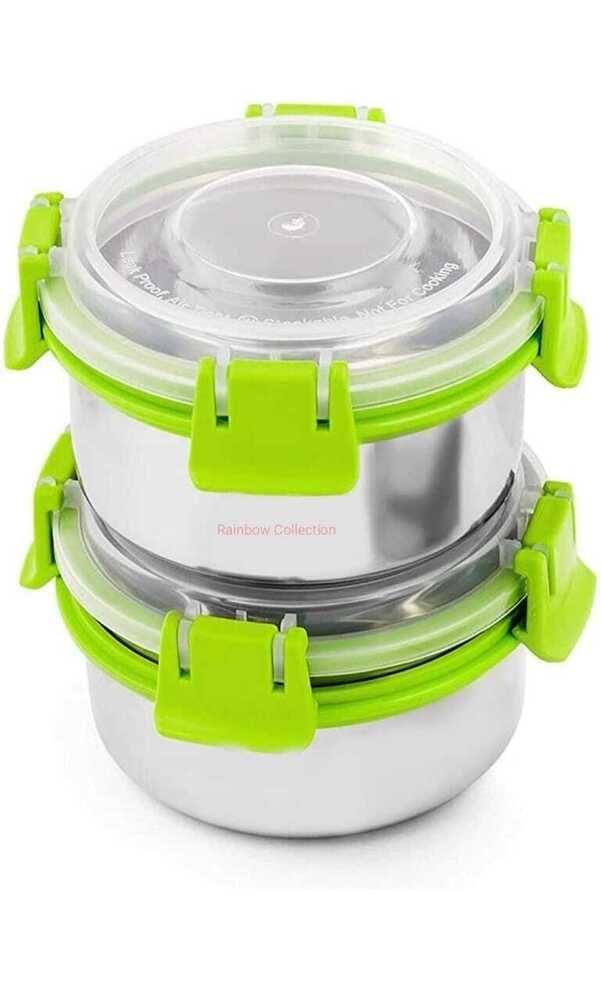 Stainless Steel Leak Proof Lunch Box With Bag , 300 ML Each Containers