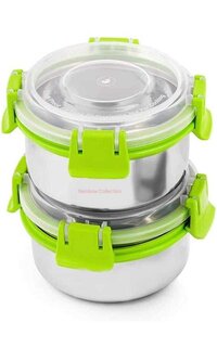 Stainless Steel Leak Proof Lunch Box With Bag , 300 ML Each Containers