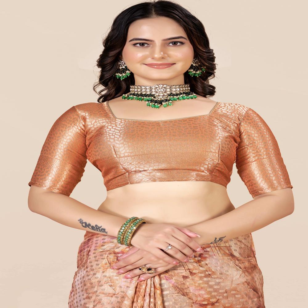 Orange Banarasi Saree - Color: Multicolor