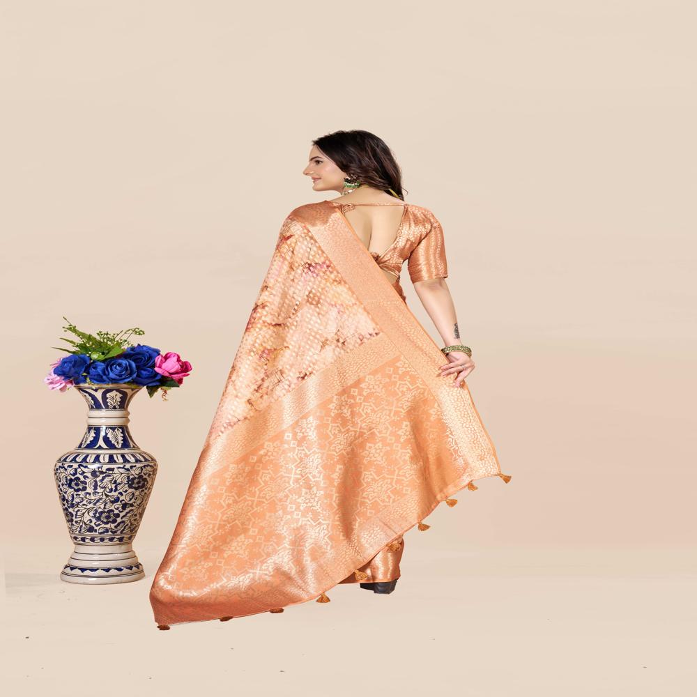 Orange Banarasi Saree - Color: Multicolor