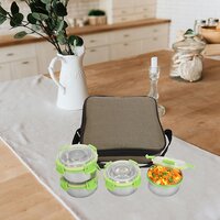 Stainless Steel Leak Proof Lunch Box With Bag , 4 Containers
