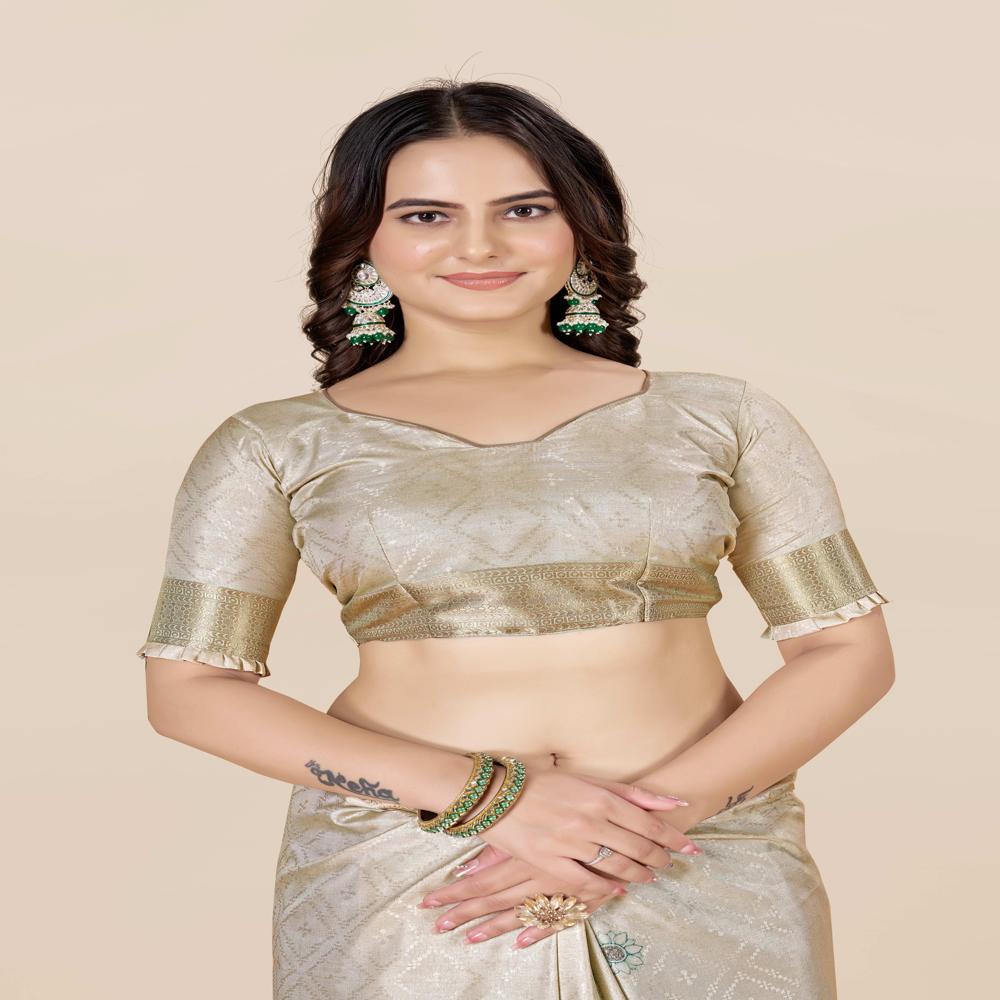 Beige And Blue Saree