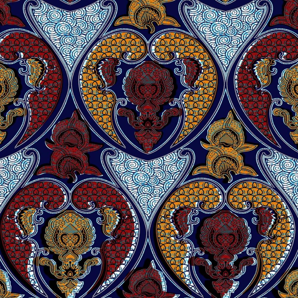 Authentic African Wax Print Fabric Pure Cotton 45 Width - Color: Multicolor