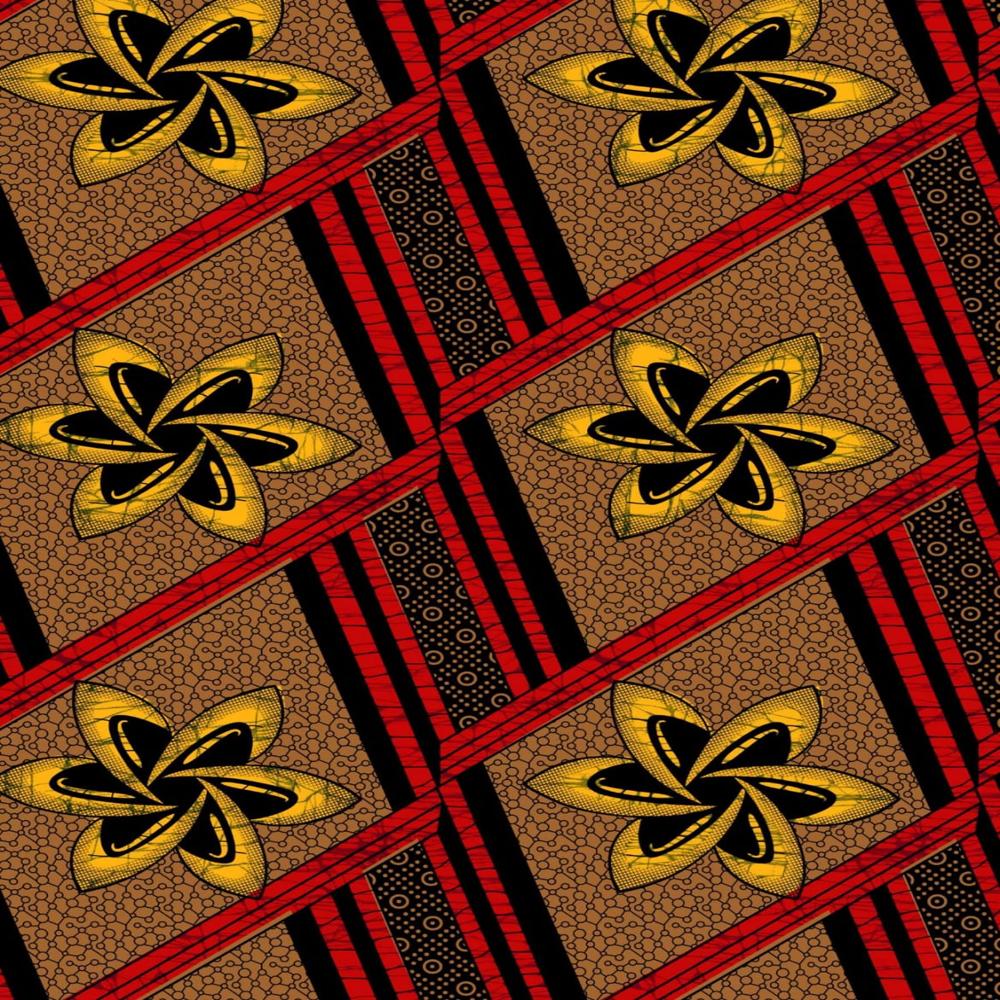 Authentic African Wax Print Fabric Pure Cotton 45 Width - Color: Multicolor