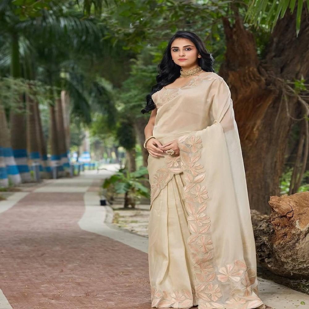 Bollywood Style Designer Saree - Color: Off White