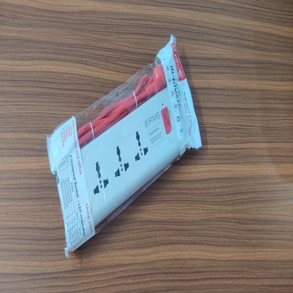 Electrical Apple 4 + 1 Power Strip - Color: White With Red Cable