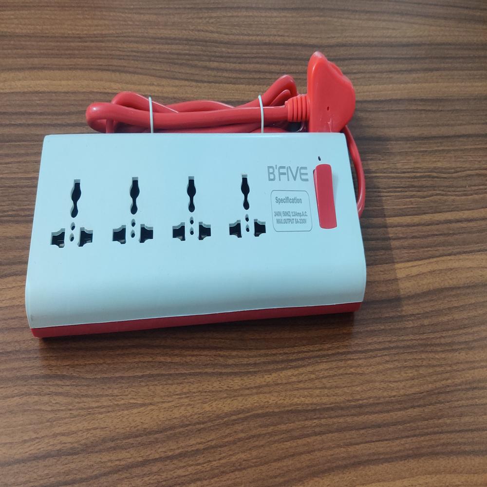 Electrical Apple 4 + 1 Power Strip - Color: White With Red Cable