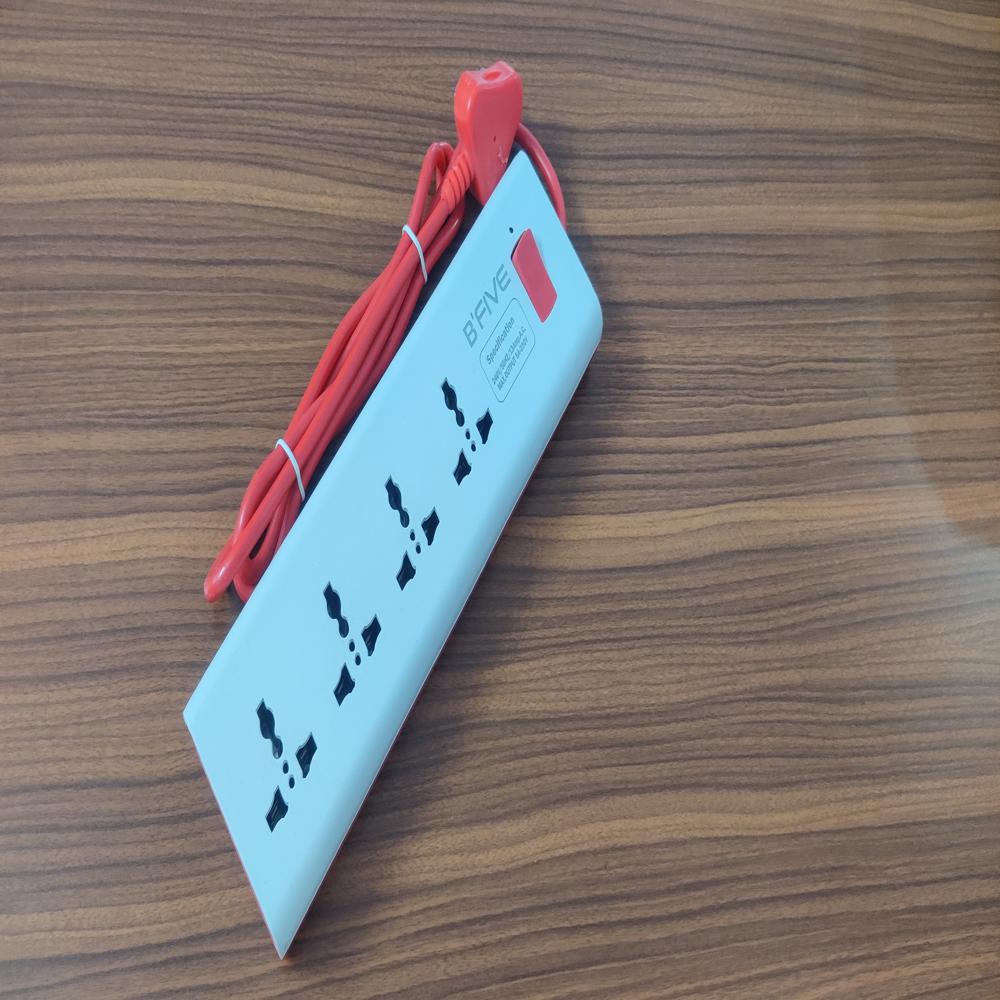 Electrical Apple 4 + 1 Power Strip - Color: White With Red Cable