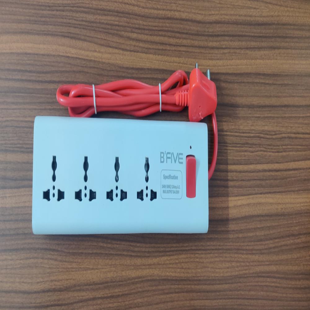 Electrical Apple 4 + 1 Power Strip - Color: White With Red Cable