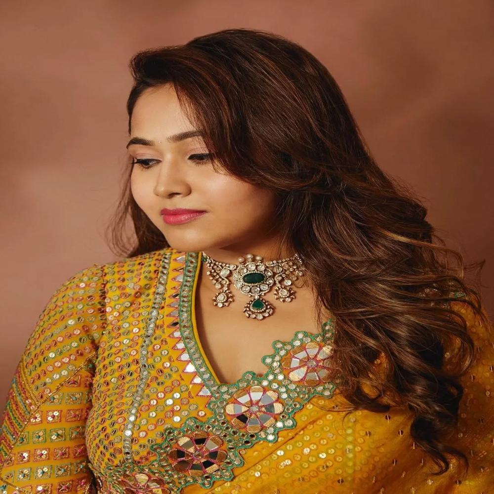 Bollywood Style Designer Saree - Faux Georgette Material, Unstitched Size, Yellow Color | Beautiful Sequence, Real Hand Mirror Work, Quick Dry Feature