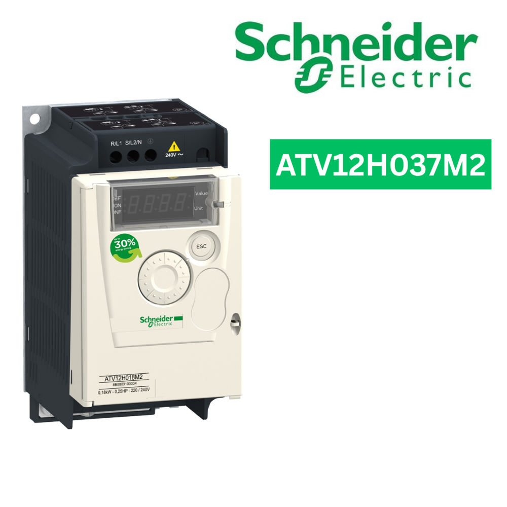 ATV12H037M2-variable speed drive, Altivar 12, 0.37kW, 0.55hp, 200 to 240V, 1 phase, with heat sink