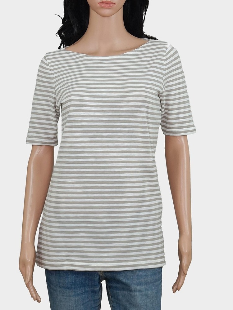 Ladies Striped Boat Neck T-Shirt