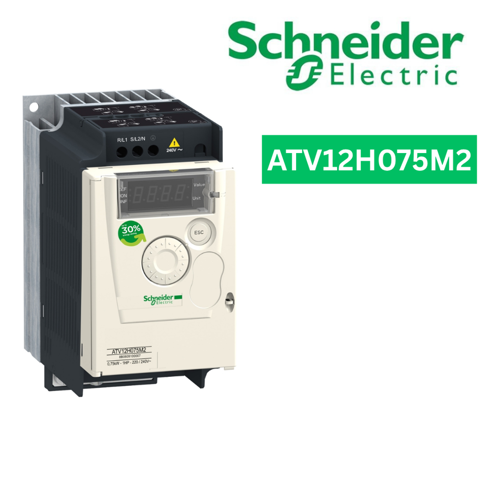 Atv12H075M2-Variable Speed Drive, Altivar 12, 0.75Kw, 1Hp, 200 To 240V, 1 Phase, With Heat Sink - Application: Simple Machine