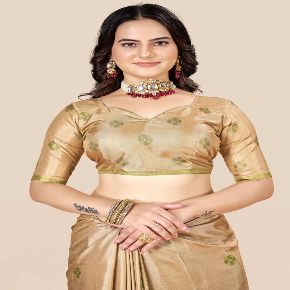 Green And Gold Toned Saree