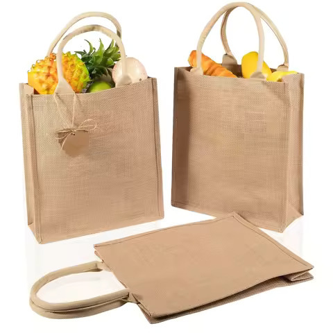 Custom Eco-friendly Reusable Jute Shopping Bag Various Colors