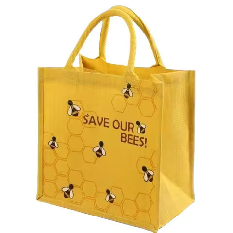 Custom Logo Eco-Reusable Jute Bag Laminated Grocery Promotional Shopping