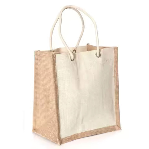 Wholesale Eco-Friendly Recyclable Foldable Jute Tote Bag Custom Printed Natural