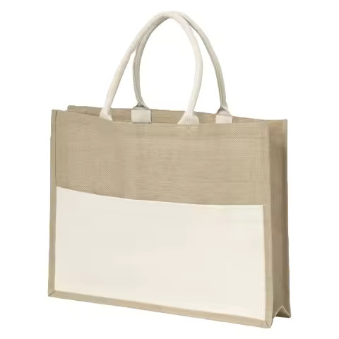 Customizable Eco-friendly Natural Jute Tote Bag Foldable Reusable Storage Bag