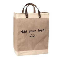 Custom Print Logo Women Handbags Large Burlap Bags Luxury Shopping Jute Tote - Color: Brown