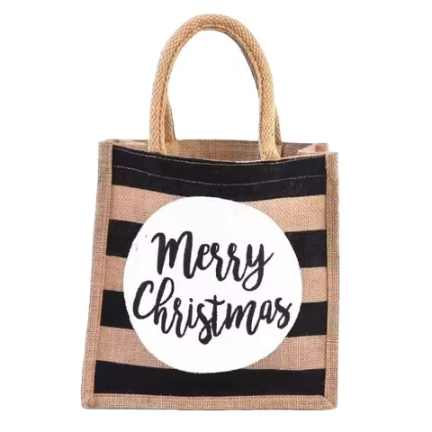 Wholesale 2025 Custom Eco-Reusable Burlap Jute Tote Bag with Handle