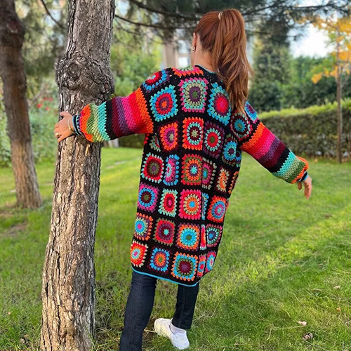 Multicolour Handmade Crochet Jacket For Ladies