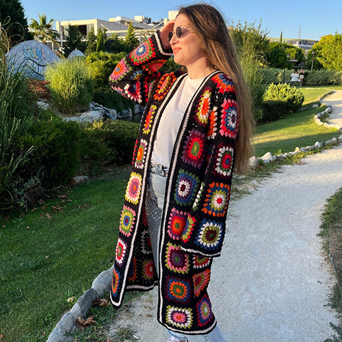 Granny Square Crochet Cardigan For Ladies