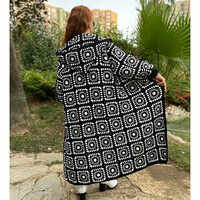 Granny Square Black Long Cardigan For Ladies